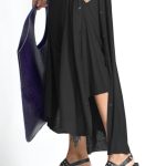 Black Elegant Button Cape Pants