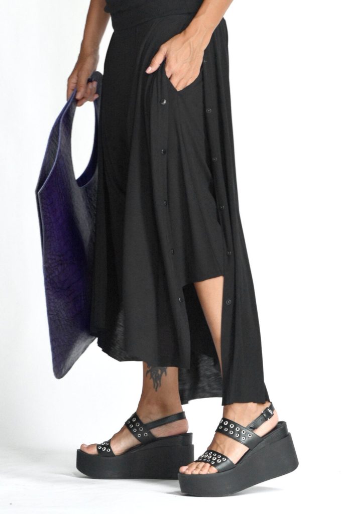 Black Elegant Button Cape Pants