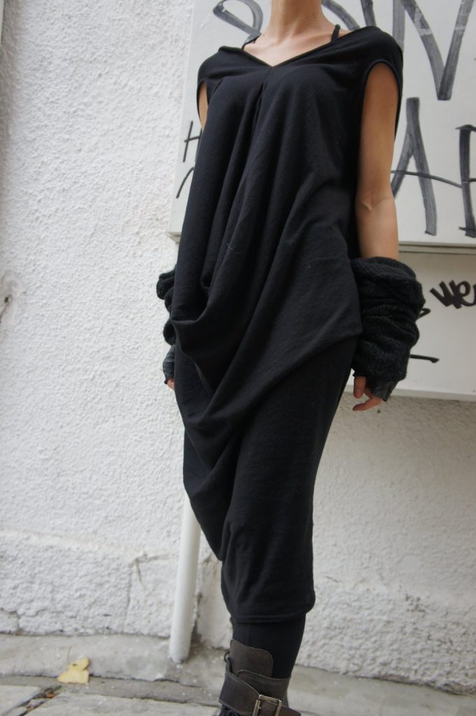 Black Knit Tunic Long Top