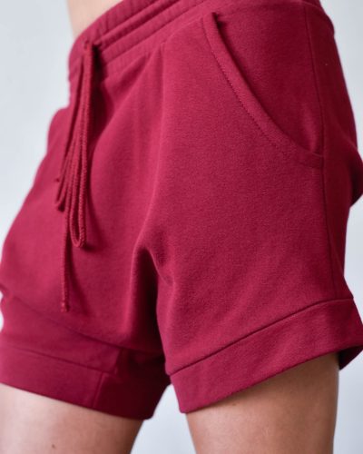 Burgundy Cotton Drop Crotch Shorts