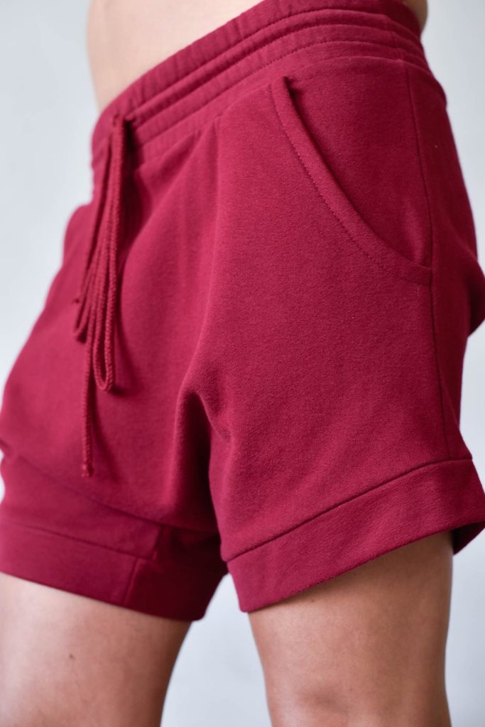 Burgundy Cotton Drop Crotch Shorts