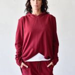 Burgundy Long Sleeve Hooded Sweatshirt