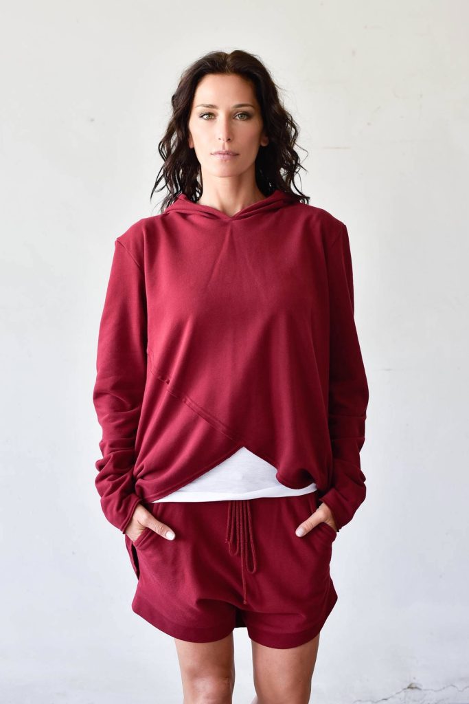Burgundy Long Sleeve Hooded Sweatshirt
