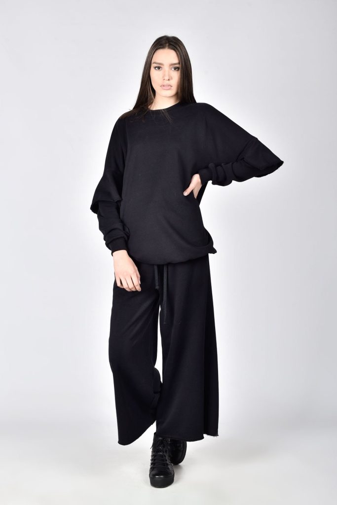 High-waisted cropped wide-leg pants