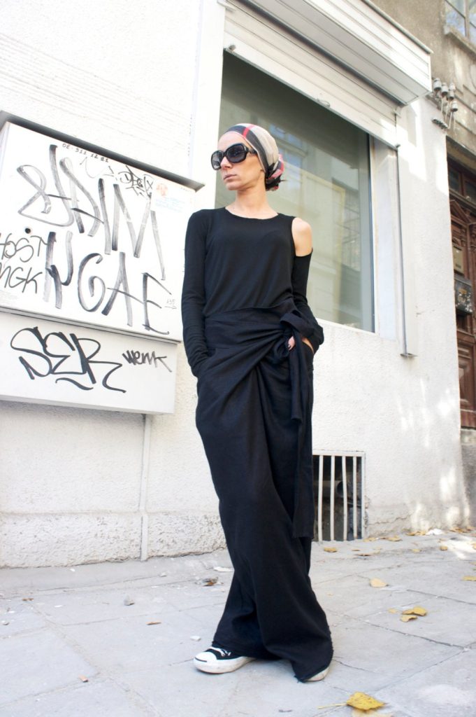 Loose Linen Wide Leg Black Pants