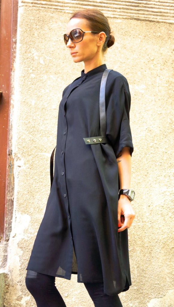 Oversized Button Top with Side Pockets