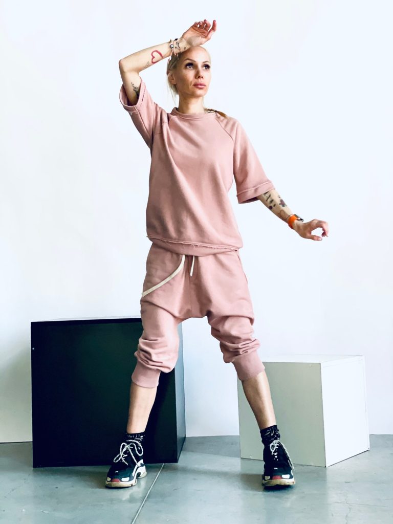 Pink French Terry Elbow Sleeve Sweatshirt