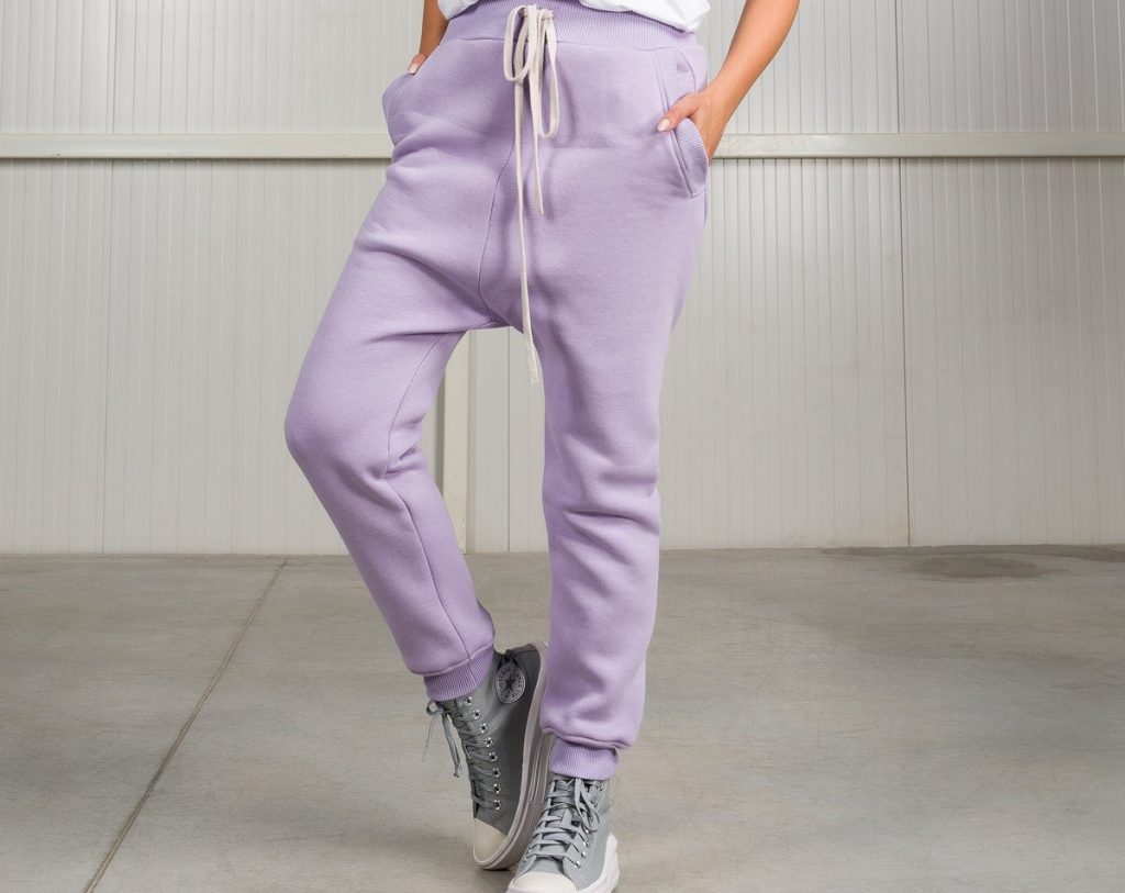 Purple Ribbed Thermal Pants
