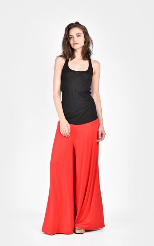 Red Classic Wide-Leg Trousers