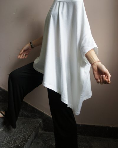 Relaxed Asymmetric Draped Oversized Top