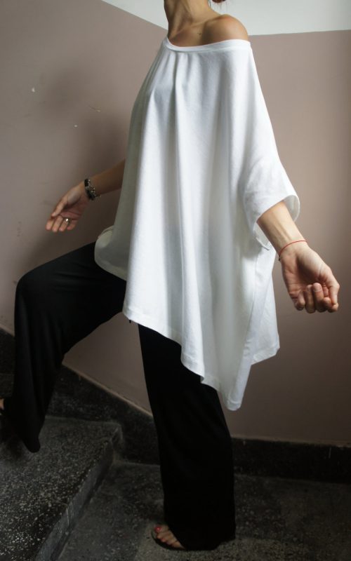 Relaxed Asymmetric Draped Oversized Top