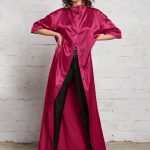 Satin Kimono Robe with Front Slit