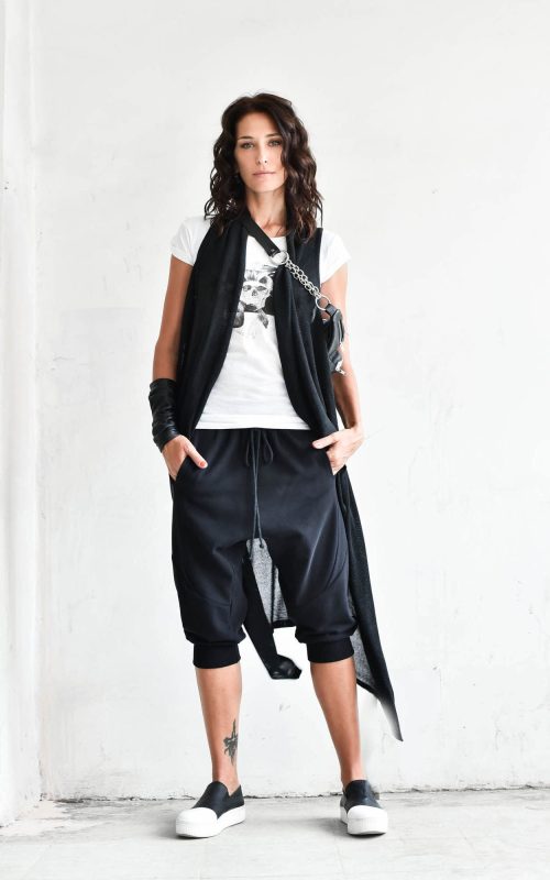 Sporty Adjustable Waistband Cropped Crotch Pants