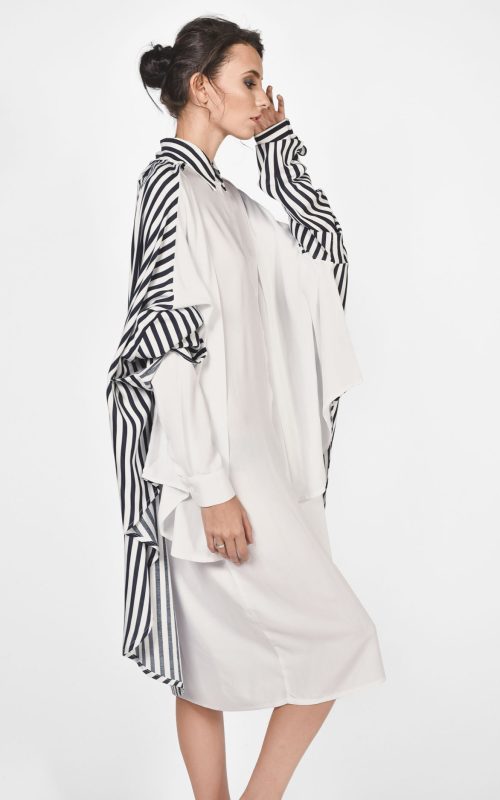 Striped pattern multi-wear shirt dress