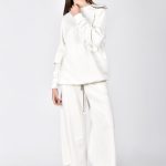 White high waist wide leg pants