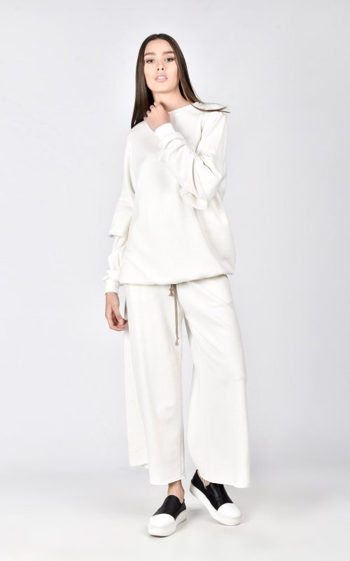 White high waist wide leg pants