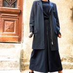 Wide-leg high-waist black trousers